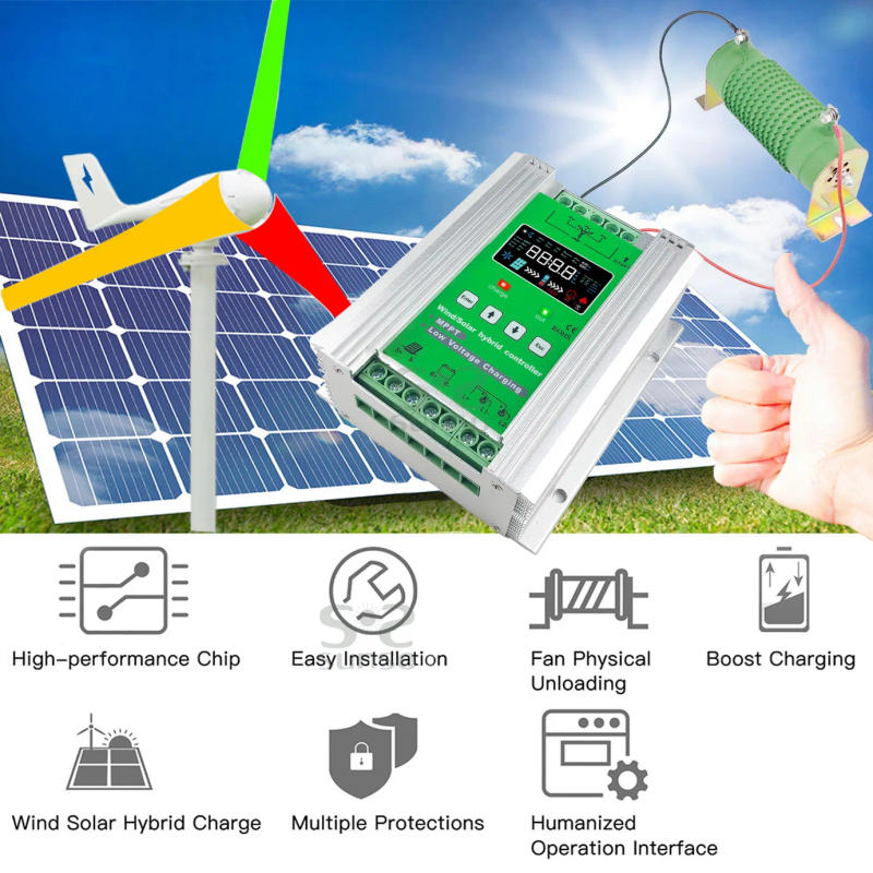 Description Picture 3 of itemMPPT 0-4000W big power Hybrid Wind Solar Charge Dischage Booster Controller Regulator With Dump Load Wind Generator Solar Panel