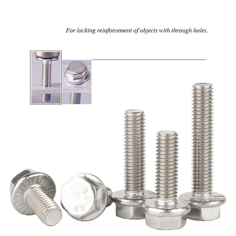 Description Picture 3 of itemM4 M5 M6 M8 M10 M12 A2-70 304 Stainless Steel Flange Outer Face Six Angle Bolt With Hexagonal Flange Bolts