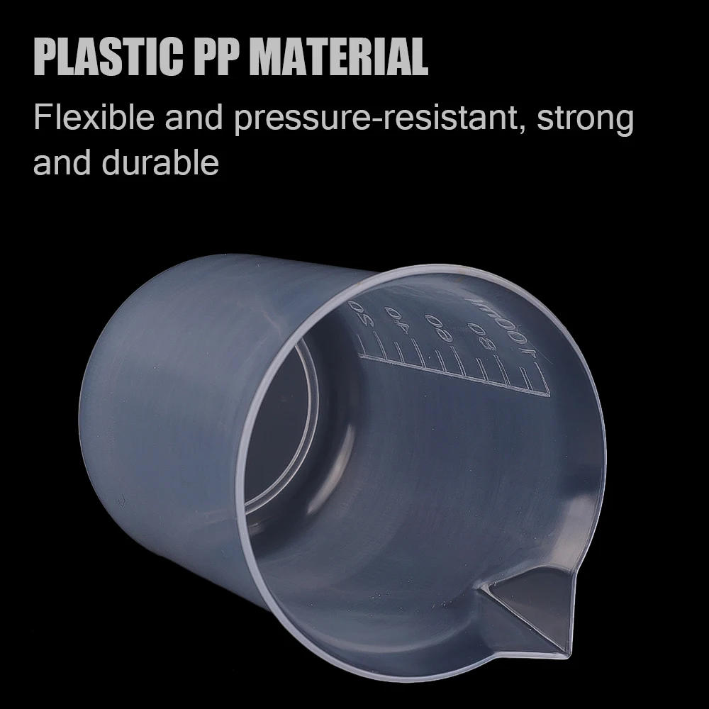 Description Picture 6 of itemWholesale 100ml Measuring Cup Transparent Plastic Scale Beaker Cups Lab Chemical Laboratory Container Jugs Kitchen Baking Tool