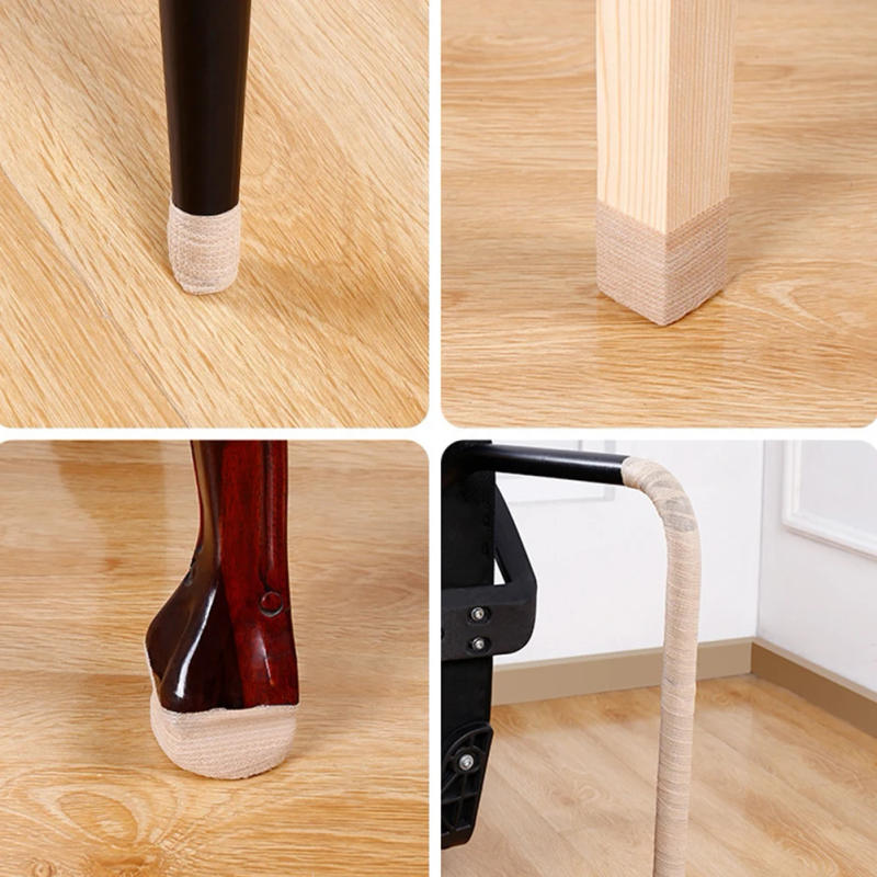 Description Picture 2 of item1pc Wrap-Around  Chair Leg Covers Anti-slip Table Leg Protection Furniture Foot Pad Tape Wrapping Shock Absorber Tape Foot Pads