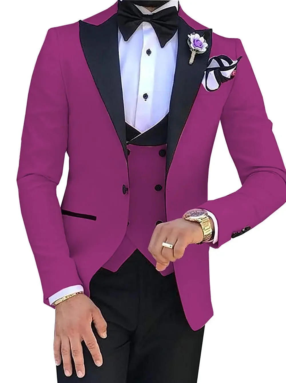 Description Picture 3 of itemCustom Made  Mens Suits Terno Slim Groom Tuxedos Wedding Men Suits Terno Masculino (Jacket+Pant+Vest+Tie Bow)