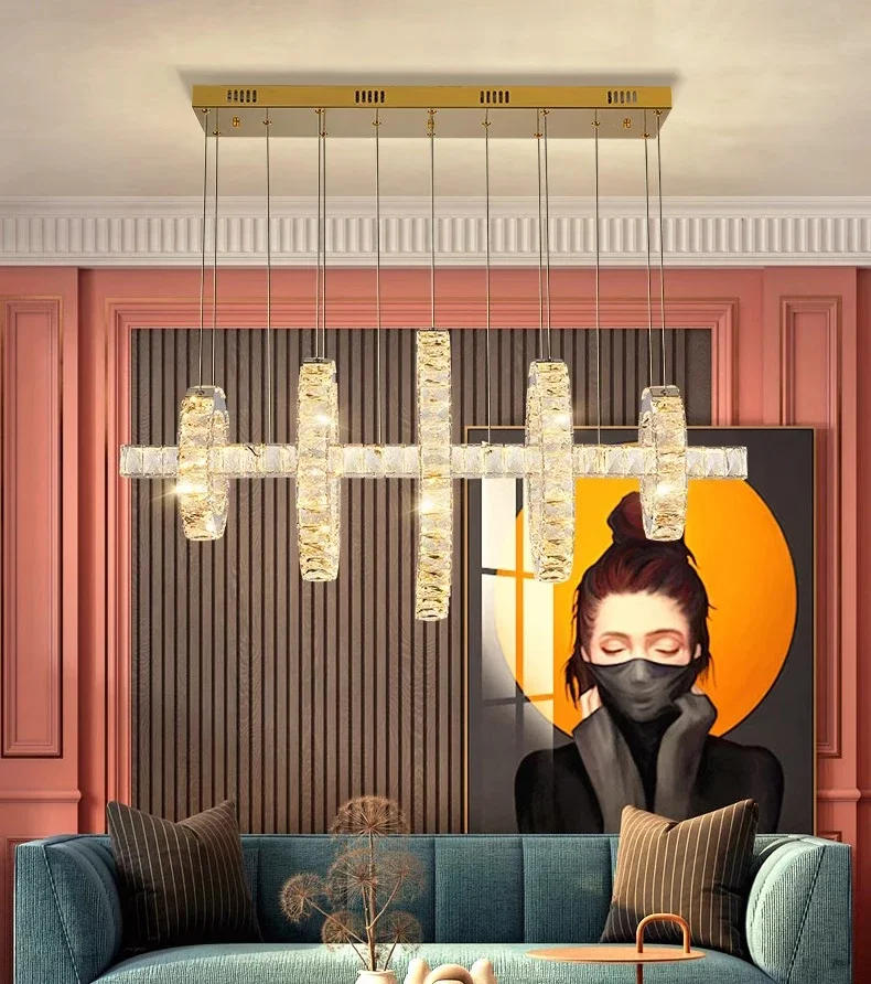 Description Picture 6 of itemModern Crystal Pendant Lights Luxury Kitchen Island Dining Table Chandeliers Living Room Hanging Lamps for Room Decor Lustre