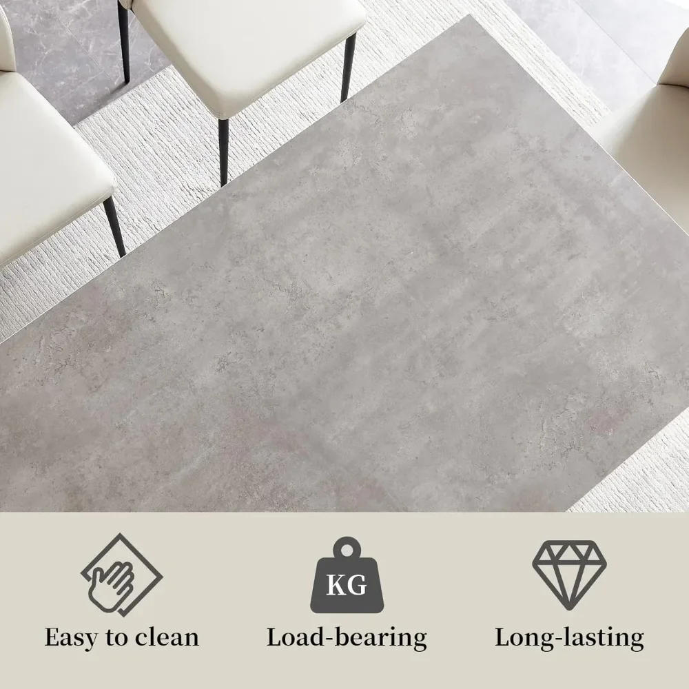 Description Picture 4 of itemModern 5-Piece Kitchen Table Set Rectangular Wood Dining Table with 4 Upholstered Leather Chairs (47.2" Table + 4 White