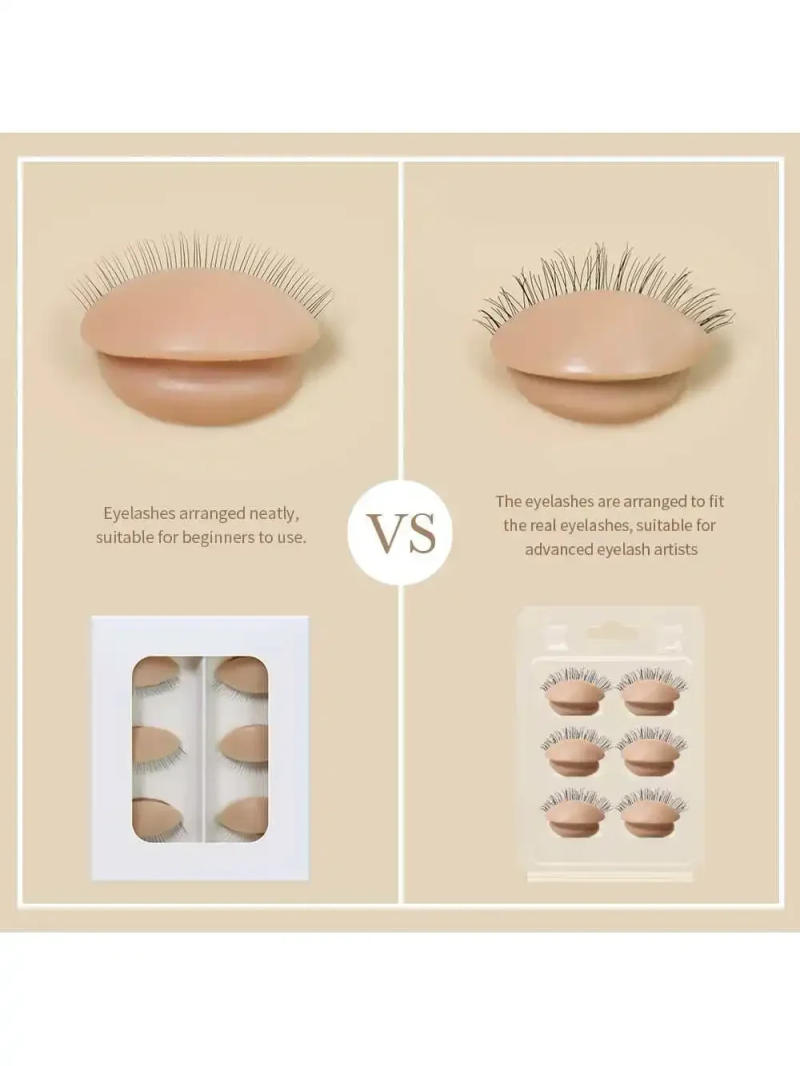 Description Picture 2 of item3Pairs/Set Replacement False Eyelash Extension Practice Head Model Silicone Removable Eyelids Tattoo Training Eyes Mannequin