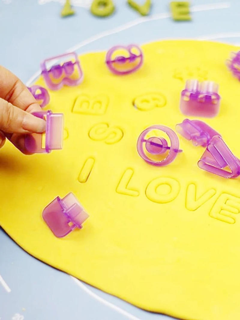 Description Picture 3 of item40pcs/set Alphabet Letter Mold Cookie Fondant Stamp Cake Cutter Digital Symbol Stamp Mold Kitchen Baking Tool