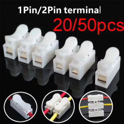 20/50Pcs No Solding Quick 1P 2P Cable Wire Connector No Screw Terminal Block Spring Clamp