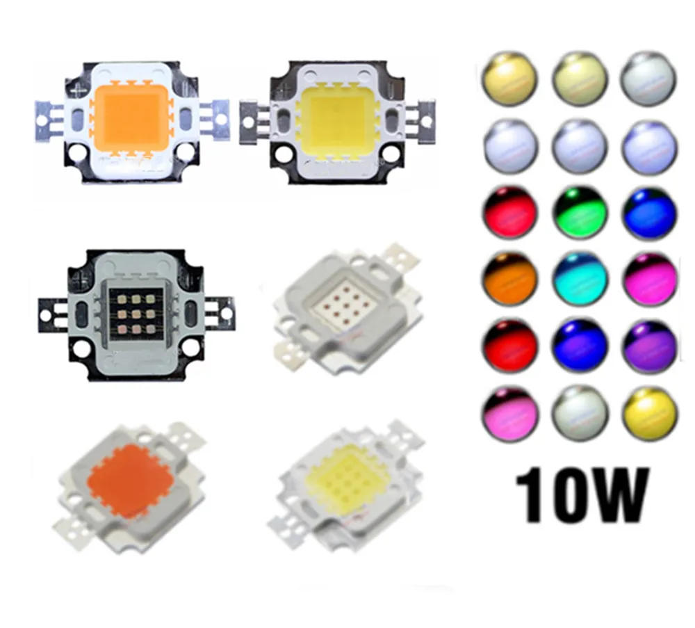 Description Picture 3 of item10W High Power LED Chip 9-12V Cool Warm White Yellow RGB Red Green Blue