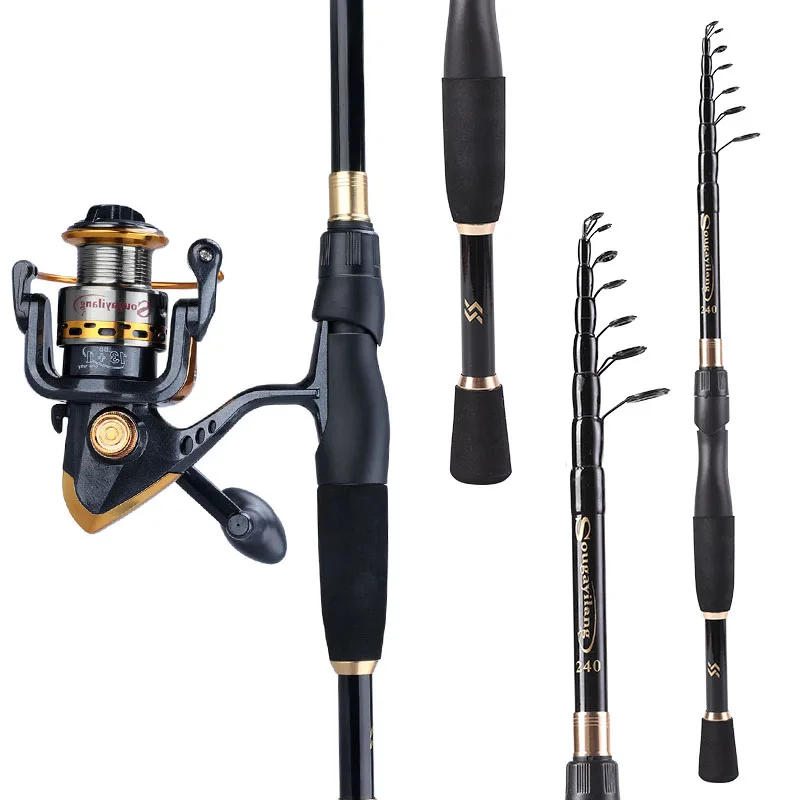 Description Picture 3 of itemSougayilang Telescopic Fishing Combo 1.8m 2.1m 2.4m Carbon Fiber Rod and 5.5:1 13+1BB Spinning Fishing Reel Fishing Kit Pesca