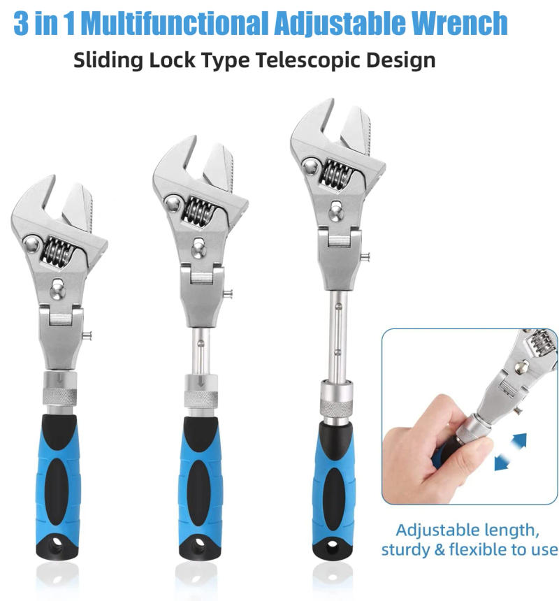 Description Picture 5 of item7 / 10 Inch Ratchet Adjustable Wrench 5-in-1 Torque Wrench Can Rotate And Fold 180 Degrees Fast Wrench Pipe Wrench Repair Tool