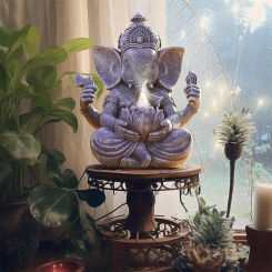 Goodeco Ganesha Elephant Statue with Solar Lights -Hindu Elephant Ganpati Buddha Sculptures, Meditation Yoga Room & Garden Decor