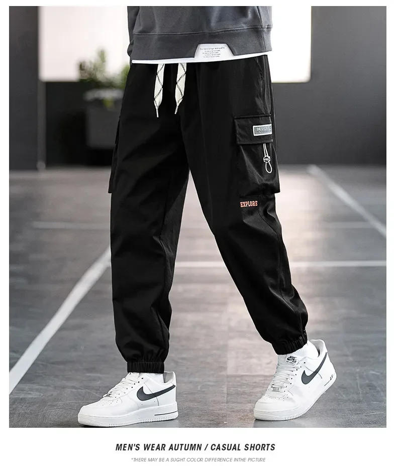 Description Picture 5 of itemSummer 2023 New Thin Casual Sports Pants Fashion Loose Solid Leggings Trousers Big Pockets Elastic Mid-Waist Male Pants