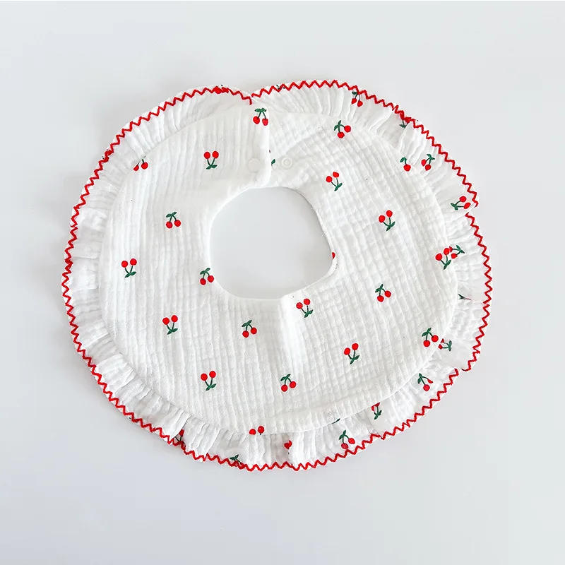 Description Picture 3 of itemKorean Style New Round Lace Baby Bibs Breathable Gauze Baby Saliva Towel 0-2 Year Old Floral Rabbit Burp Cloths Fake Collar