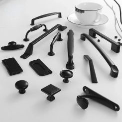 Black American Cabinet Handle Drawer Knobs Aluminum Alloy Kitchen Door  Knobs and Pulls Furniture Handles