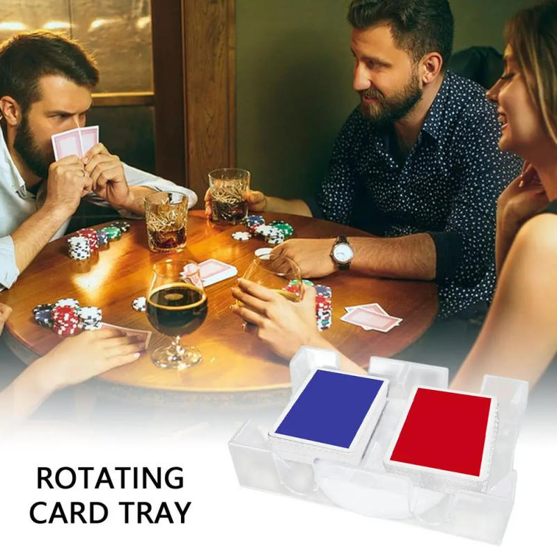 Description Picture 3 of itemRotating Card Tray Deck Clear Rotating Playing Card Tray Sturdy Swivel Cards Holder For Kids Adults And Poker Tables