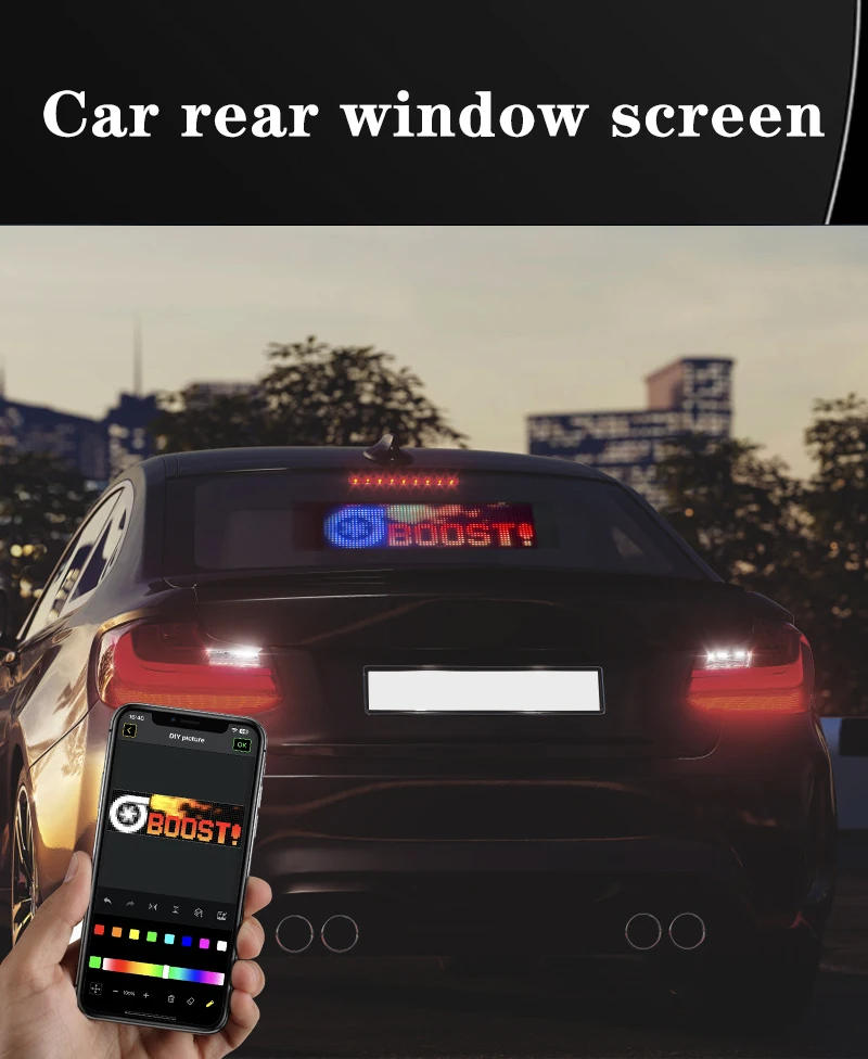 Description Picture 5 of item2sets RGB Car Display Screen Pixel Flexible Matrix Panel DIY Pattern Graffiti Scrolling Text Animation LED Light Shop Prompt