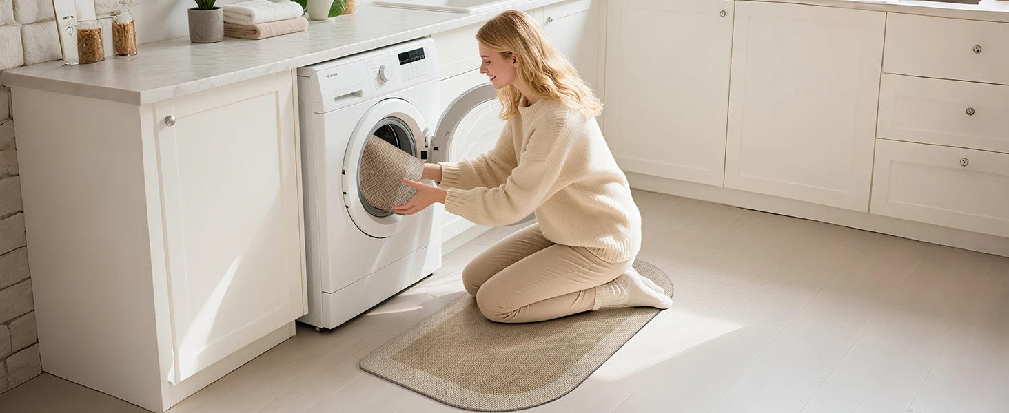 Description Picture 6 of itemHalf Circle Bath Mat Thin Bathroom Rugs Fit Under Door Quick Dry Non Slip Washable Bathroom Mat with Absorbent Woven Half