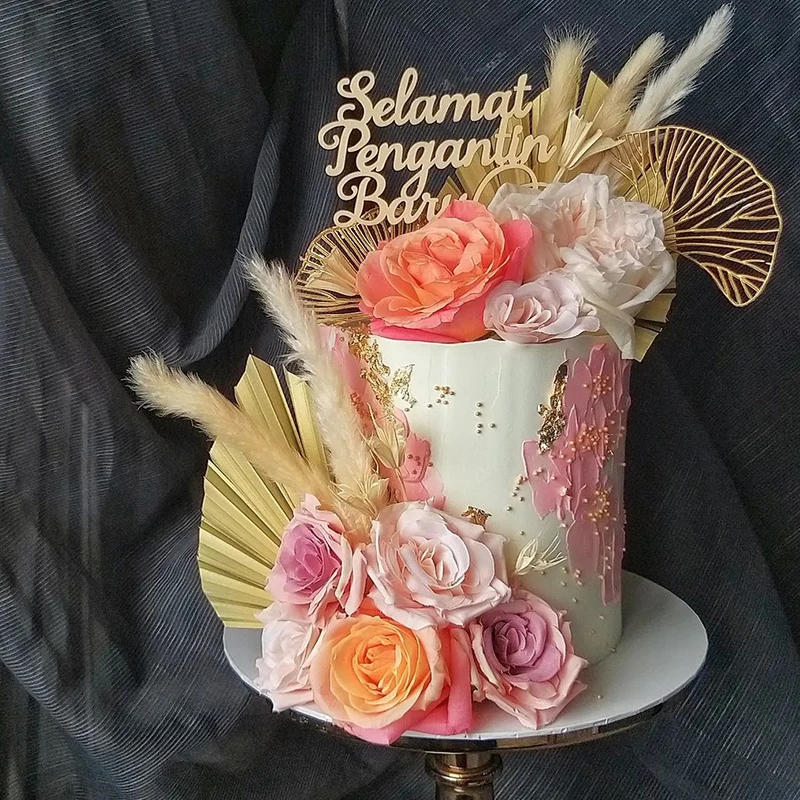 Description Picture 4 of item5pcs Acrylic Gold Ginkgo Leaves Cake Topper Happy Birthday   Baking Accessories Party Supplies  Decorating Tools