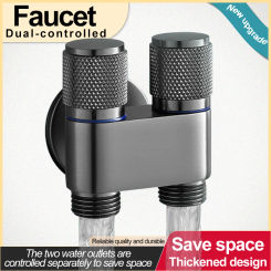 Angle Valve One Inlet Two Outlets Dual Switch Faucet Control Independent Operation G1/2" Universal Interface for Washroom