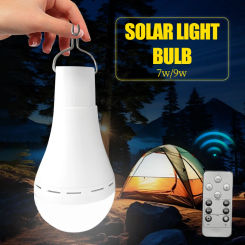 LED Solar Light Waterproof Solar Powered Lamp Remote Control Emergency Sunlight Portable Lamp Bulb Outdoor Camping Tent Light
