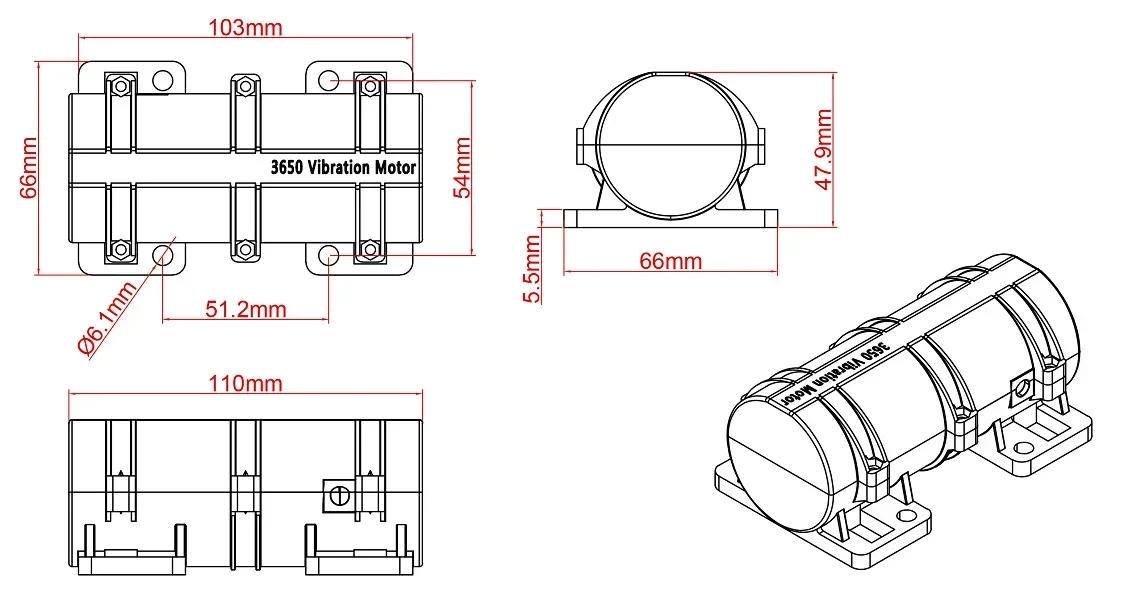 Description Picture 2 of item12V/24V Small Vibrating Motor 3800rpm for Warning Systems Massage Bed Chair Speed Regulating Vibrator