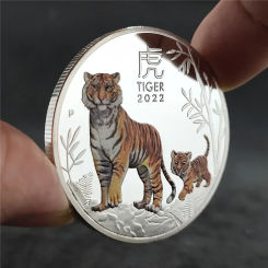 Gold Silver Coin Tiger Animal Non-currency Coins Year The Plated Coin 1 Oz Painted Commemorative Medal Craft Collection 2022