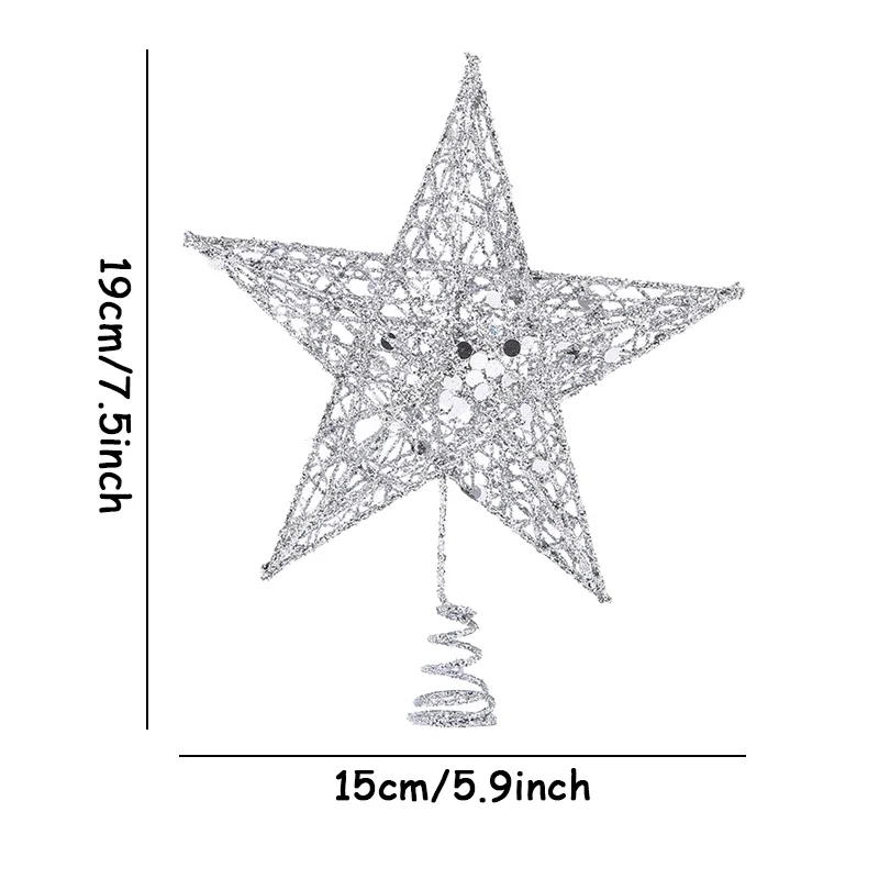 Description Picture 5 of item1pc Gold Glitter Christmas Tree Topper Christmas Decorations For Home 2024 Xmas Tree Ornaments Navidad Natal New Year Gift 2025
