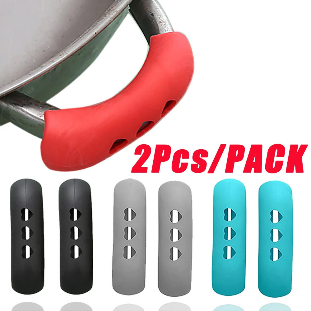Description Picture 3 of item2Pcs Silicone Pot Handles Cover Anti-scalding Heat-resistant Pot Ear Clip Non-slip Casserole Pan Handle For Kitchen Accessories