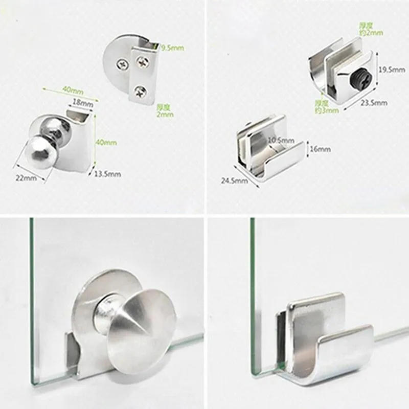 Description Picture 3 of itemNo Drilling Steel Glass Door Handle/clamp/clips For Office Glass Door Showcase Cabinet Drawer Pull Knob Furniture Hardware