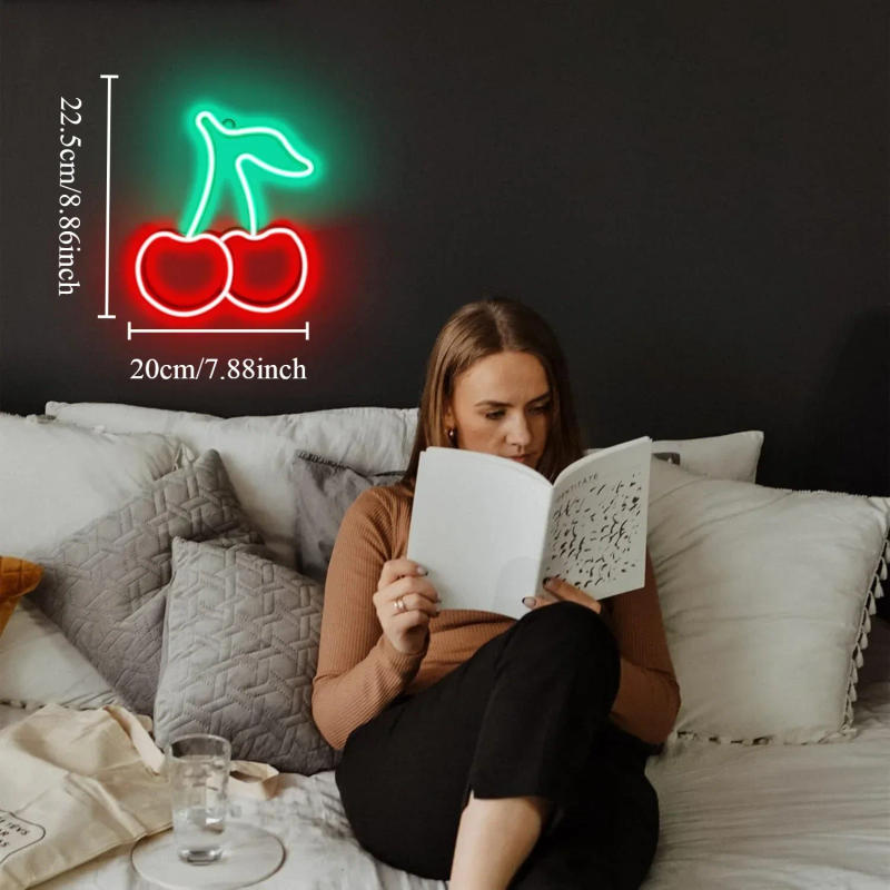 Description Picture 3 of itemCherry Neon Sign For Wall Decor LED Neon Lights For Home Bedroom Business Decor USB Powered LED Lights For Room Decor Kids Gifts
