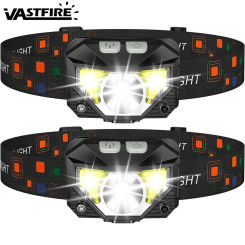 Motion Sensor COB LED Headlamp Flashlight With White Red Light 1200LM 8 Modes Ultra-Light Bright LED Rechargeable Headlight
