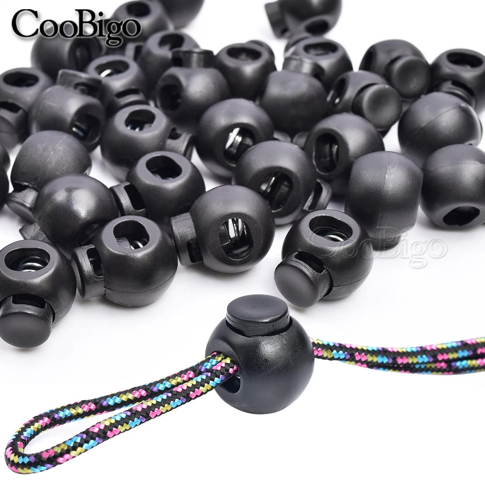 Description Picture 5 of item10pcs Cord Locks Ends Round Ball Spring Stopper Toggles Clip Plastic for Drawstring Shoelace Rope Paracord Hat DIY Accessories