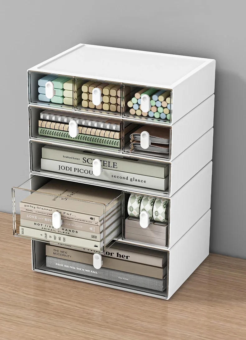 Description Picture 2 of itemDesktop Storage Boxes Organiser Stackable Drawer Storage Box Transparent Cosmetic Jewelry Desk Supplies Organizer Home Supplies