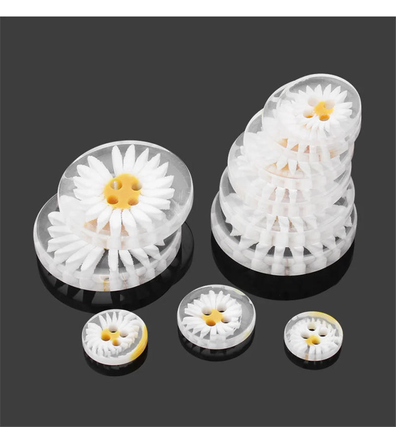 Description Picture 6 of item10pcs Daisy Resin Buttons Shirt Sweater Coat Clothes Sew Transparent Buttons Decorative Collar Button Accessories
