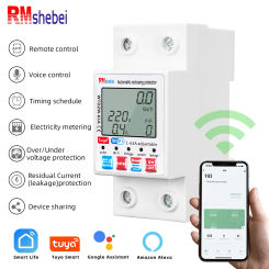 Tuya Smart Metering Breaker, Automatic Reclosing Protector, Backlight, Adjustable Earth Leakage Over Under Voltage, WiFi, MCB, 6