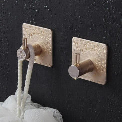 2pcs Stainless Steel Sticky Hooks No Hole Punch Coat Hooks Behind Door Hanging Metal Non Marking Brushed Coat Hooks