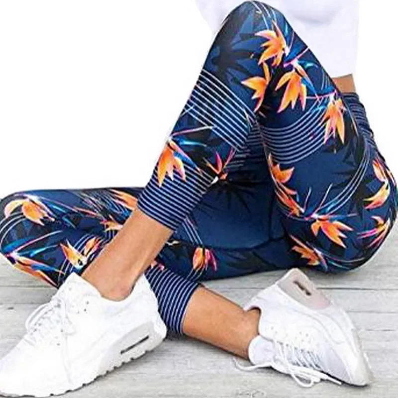 Description Picture 4 of itemYoga Pants Women's Fitness Sport Leggings Stripe Printing Elastic Gym Workout Tights S-XL Running Trousers Plus Size