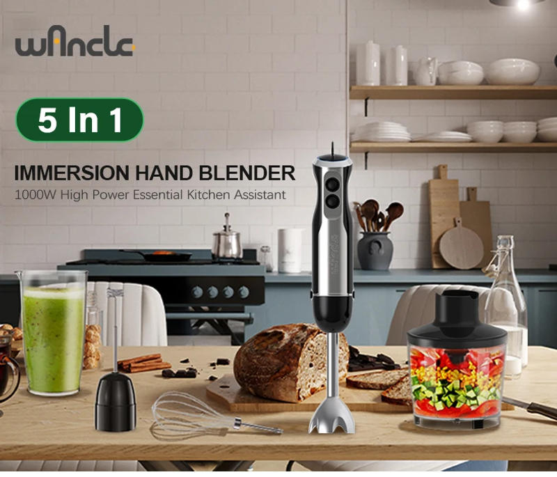 Description Picture 3 of itemWancle Electric Immersion Hand Blender Mixer 1000W 5 in 1 Powerful Kitchen Blender for Egg Whisk Meat Grinder Food Processor