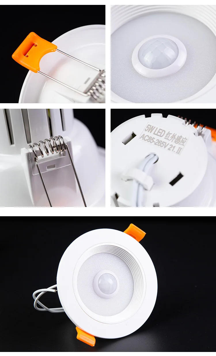 Description Picture 5 of itemLed downlight PIR motion sensor 3W 5W 7W 9W downlight induction round LED panel lamp 220V embedded spotlight room lighting