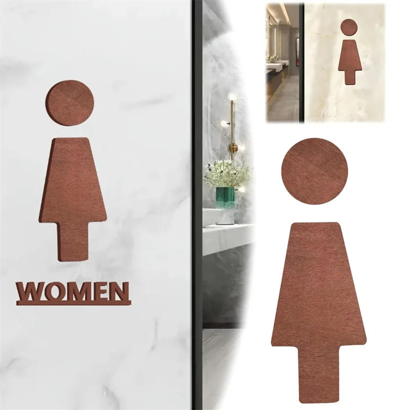 Description Picture 2 of itemBathroom Decoration Premium Bathroom Sign Solid Wood Men's And Women's Toilet Sign Wall Sticker Home Bathroom Decor