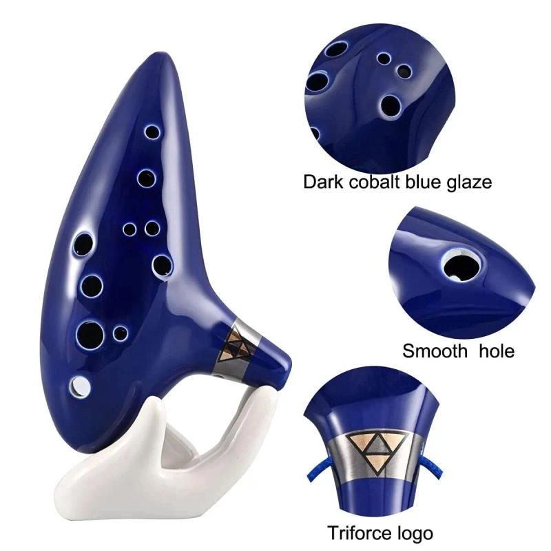 Description Picture 5 of itemOcarina,12 Tones Alto C Ceramic Ocarina Musical Instrument with Song Book Neck String Neck Cord Carry Bag, Blue