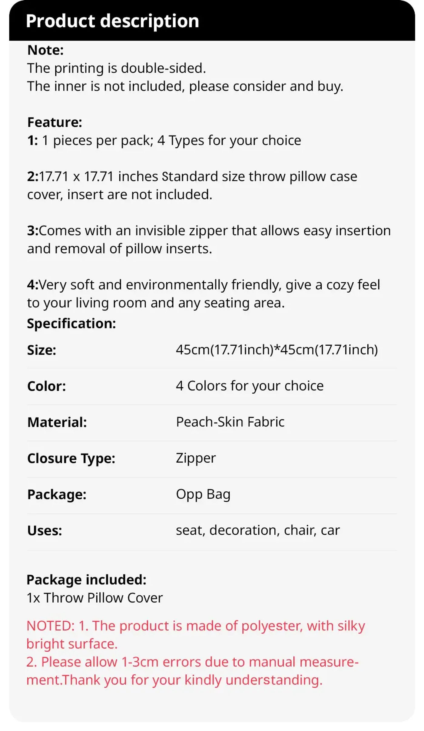 Description Picture 2 of itemCute Dog Throw Cushion Cover 45cmX45cm Zipper Pillowcase Double-sided Printed Pillow Cover Home Bedroom Living Room Decor