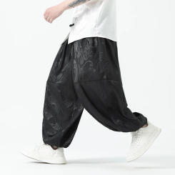 Streetwear Jogger Pants Men Wide-leg Trousers Elastic Waist Pants Oversized Vintage Casual Harem Pants Male Summer Loose 5XL