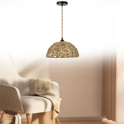 Hemp Rope Lamp Shade Pendant Light Shade Pastoral Style Woven Hanging Lamp Shade Pendant Light Cover for Porch Balcony Hallway