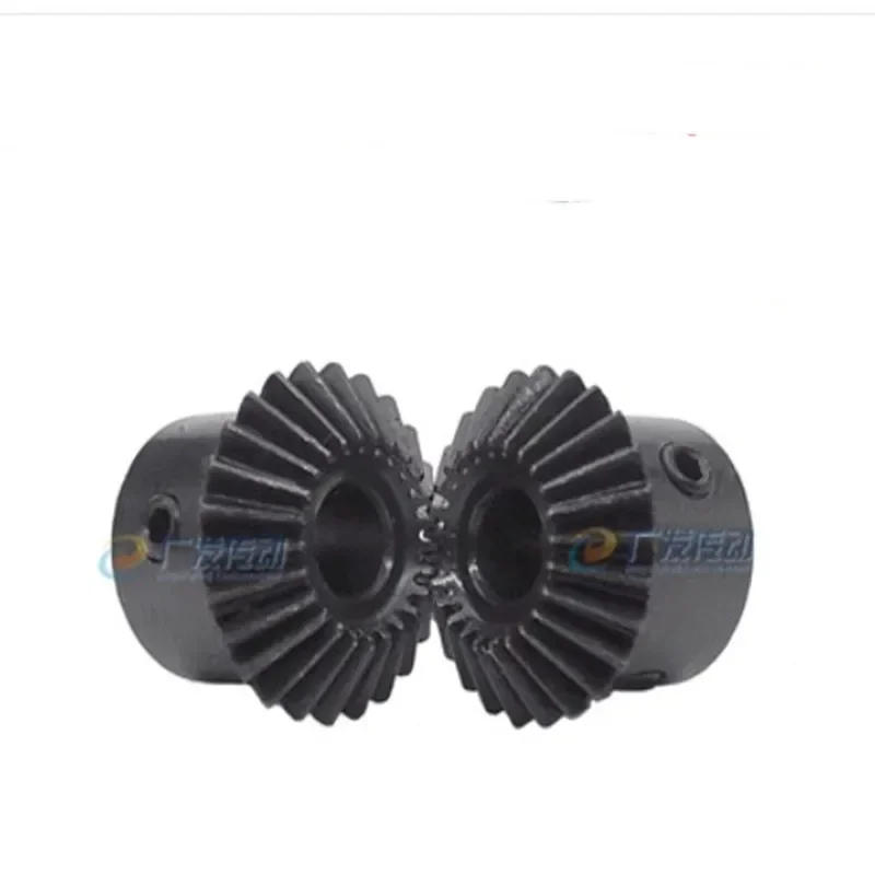 Description Picture 4 of item2pcs 1:1 Bevel Gear 2M 20Teeth inner hole 8/10/12/14mm 90 degrees meshing angle Steel Gears Screw M5