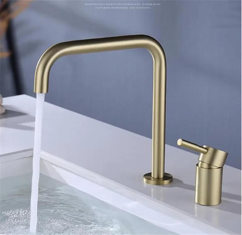 Description Picture 3 of itemBrushed Gold Basin faucet Bathroom Faucet two hole bathroom Sink Black sink tap rotating widespread Black basin Tap