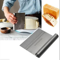 Dough Pastry Scraper Pizza Cutter Chopper Stainless Steel with Measuring Scale Multipurpose Cake Bread Separator Scale Knife