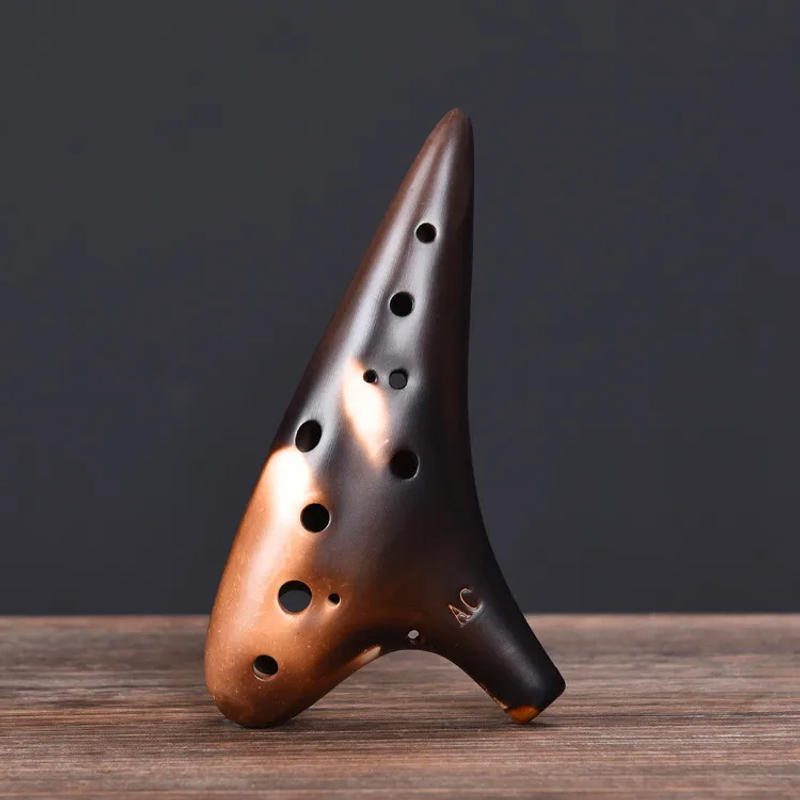 Description Picture 3 of itemCeramic Ocarina12 Hole Ocarina Classic Straw Fire Alto C Tones Ceramic Ocarina Chinese Flute Tao Music Instrument Collectible