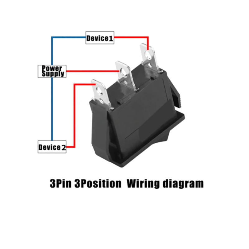Description Picture 2 of itemOn/Off Rocker Switch 3 Position SPDT Rectangle Switch For Car Dash Boat 12V Power Push Button Spring Switch Power Tool Accessory