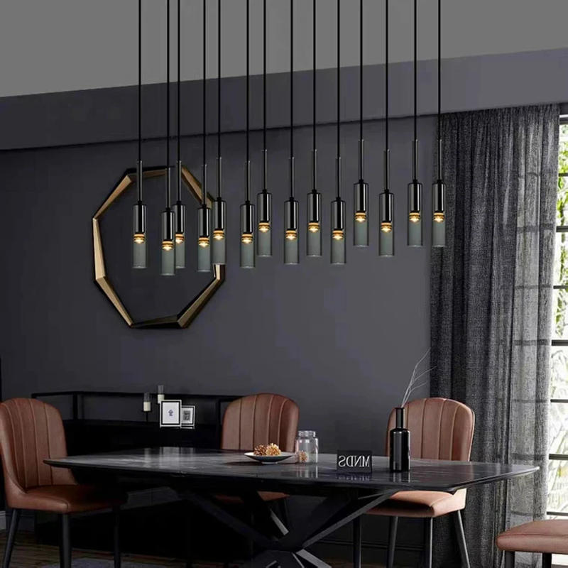 Description Picture 3 of itemBlack and Gold Long Chandelier LED Strip Tubular Living Room Chandelier Indoor Lighting Restaurant Staircase Modern Chandelier
