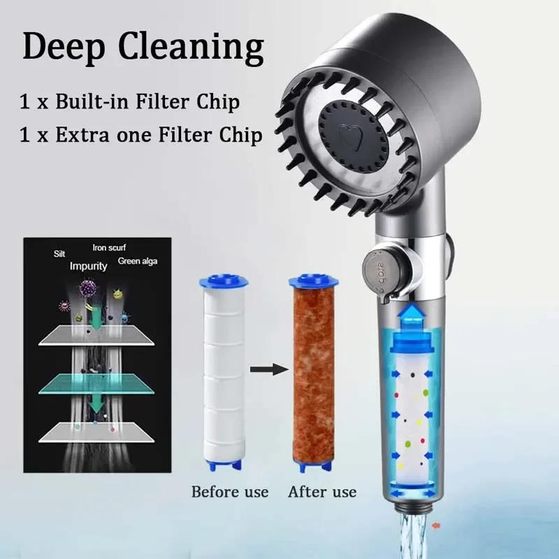 Description Picture 2 of item4 Modes Shower Head High Pressure Showerhead Portable Filter Rainfall Faucet Tap Bathroom Bath Home Innovative Accessories